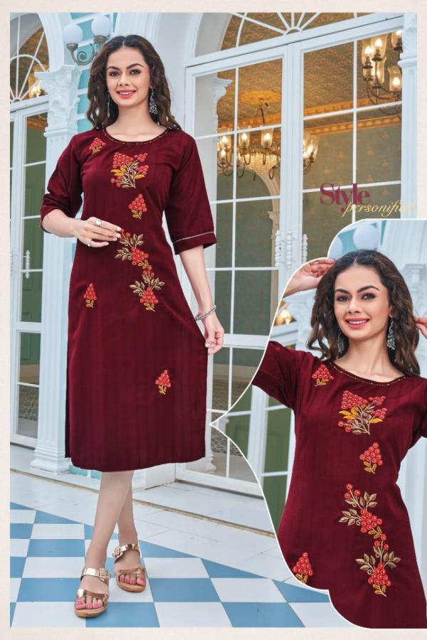 Ft Rashmika 01 Embroidery Rayon Designer Kurti Collection